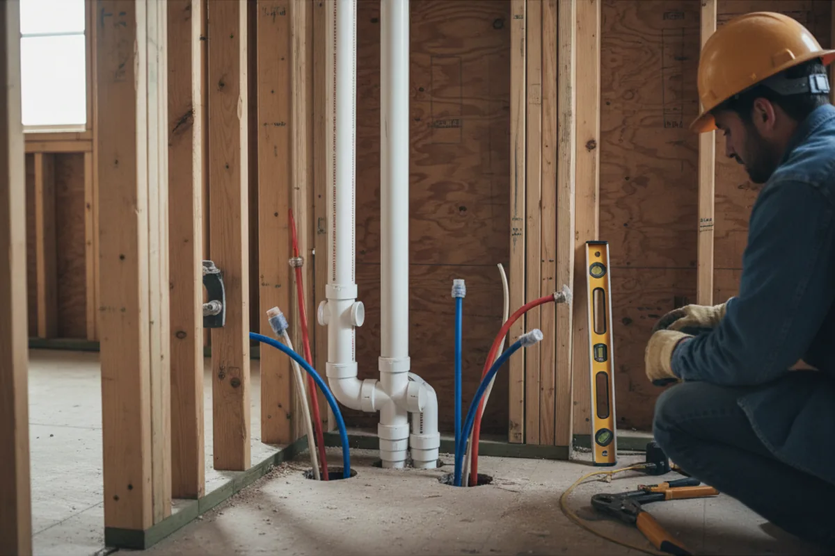 Drain and supply rough-in during Drain Cleaning in Wixom