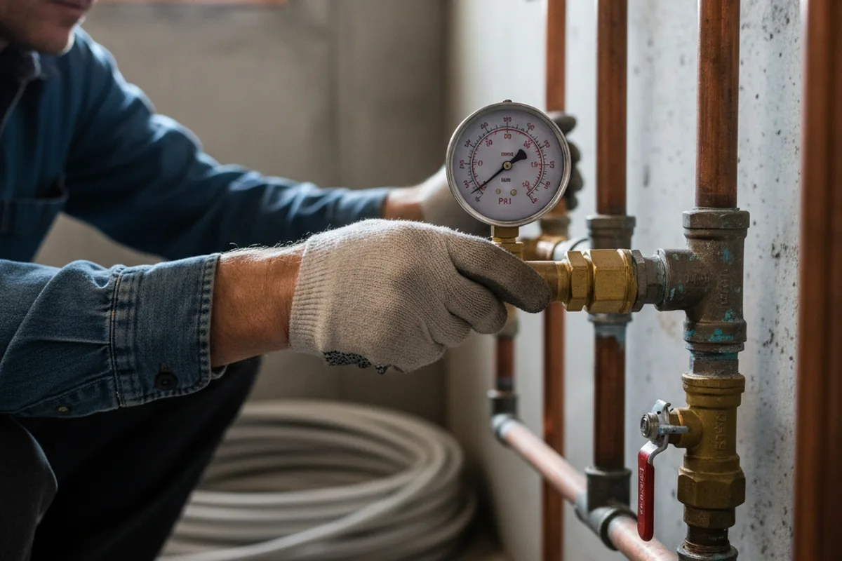 Pressure testing a repaired line during Water Line Repair in Wixom